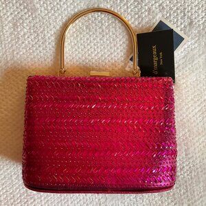 NWT d'margeaux New York Mini Purse in Shimmering Fuschia Pink and Bright Gold